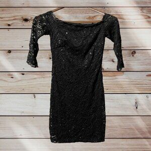 Crystal Doll Sequin Black Mini Party Club Dress Sz‎ XS Little Black Dress Formal